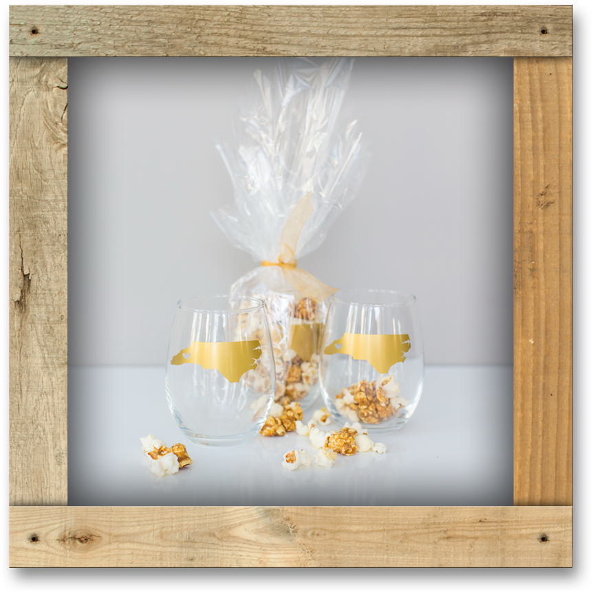 State Wine Glass Filled With Popcorn (892x898), Png Download
