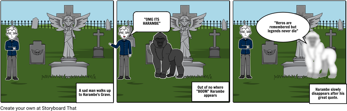 Harambe - Cartoon (1164x385), Png Download