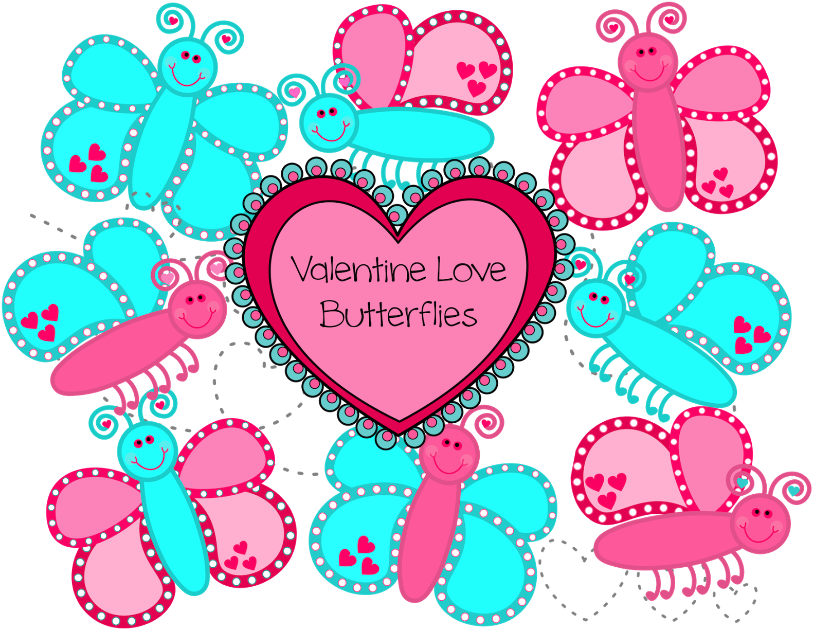 Butterfly Clipart Valentine's Day - Valentine's Day (1600x1239), Png Download