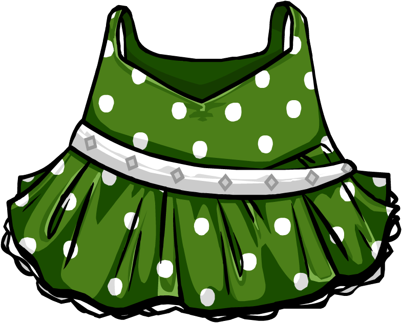 Green Polka-dot Dress - Club Penguin Purple Polka Dot Dress (785x632), Png Download