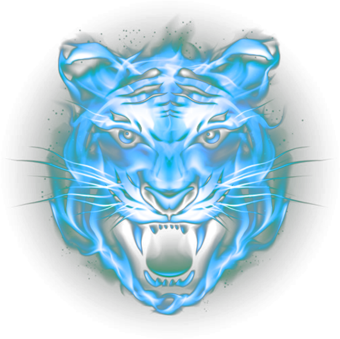 Ftestickers Fantasyart Tiger Fire Flames Bluefire - Tiger Face Png Hd (1024x1024), Png Download
