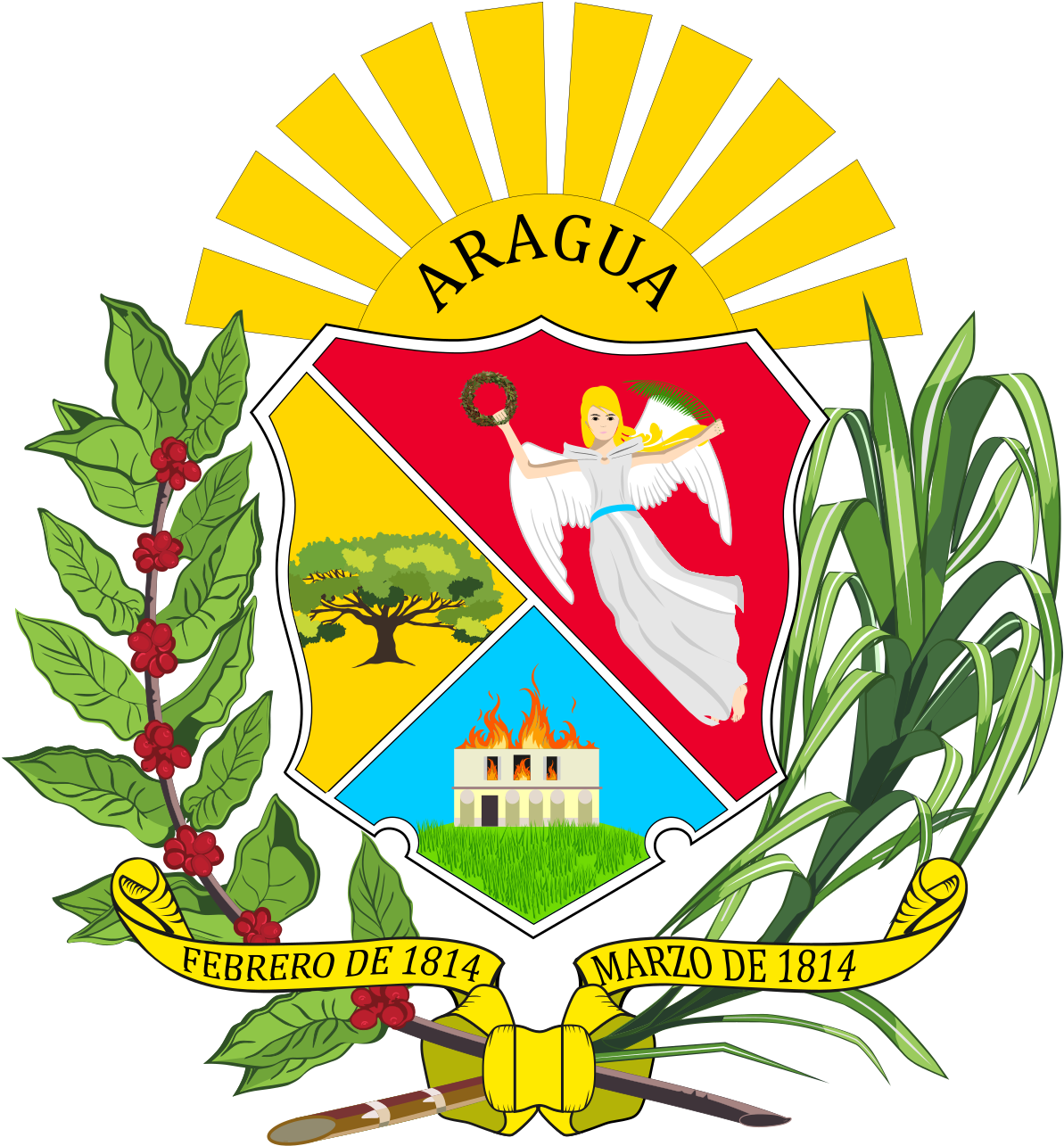 Escudo Venezuela Png Clipart Royalty Free Library - Bandera Y Escudo Del Estado Aragua (1200x1553), Png Download
