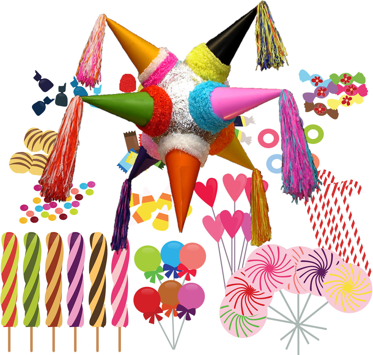 Clip Art Free Party Hat Pi Ata Birthday Parte Transparente - Imagenes De Piñatas En Png (1326x1181), Png Download