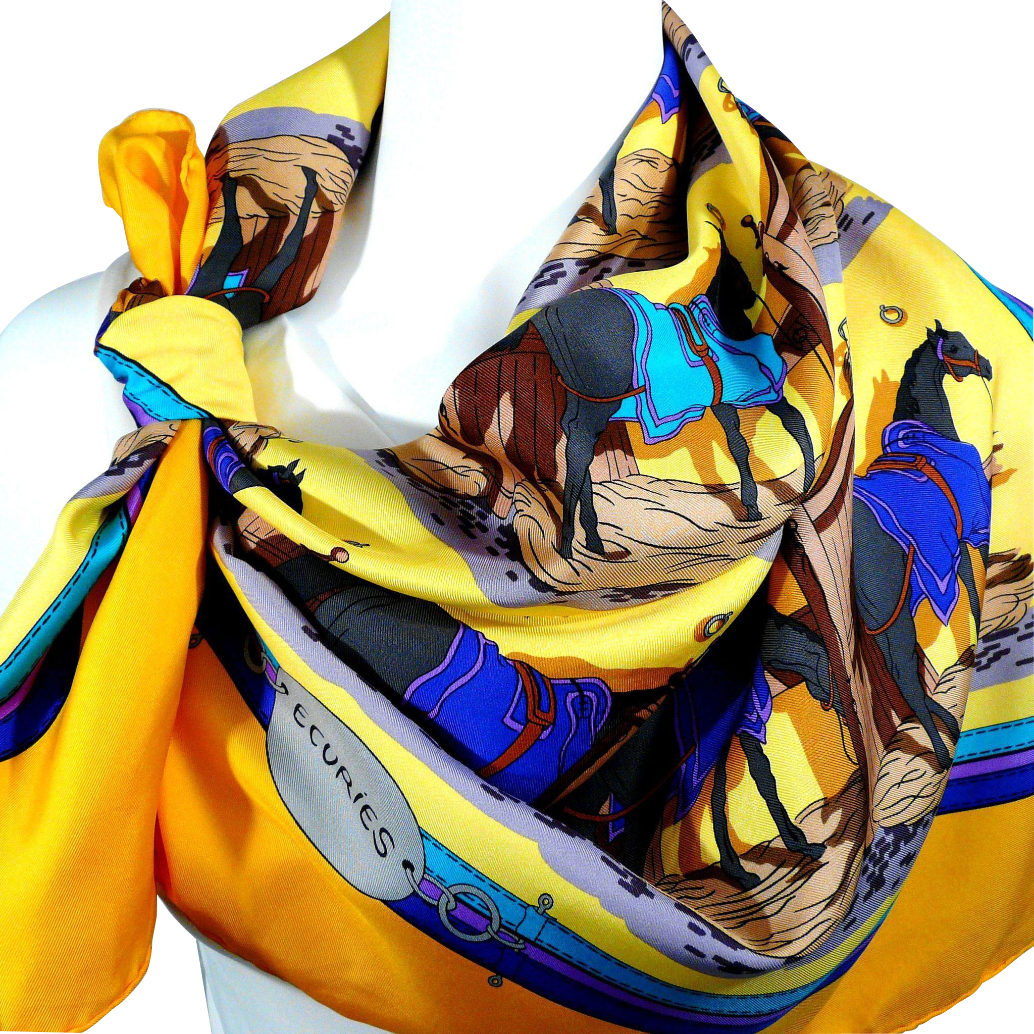 Intage Hermes Silk Scarf Ecuries Hugo Grygkar - Hermes Scarves Photography (2048x2048), Png Download