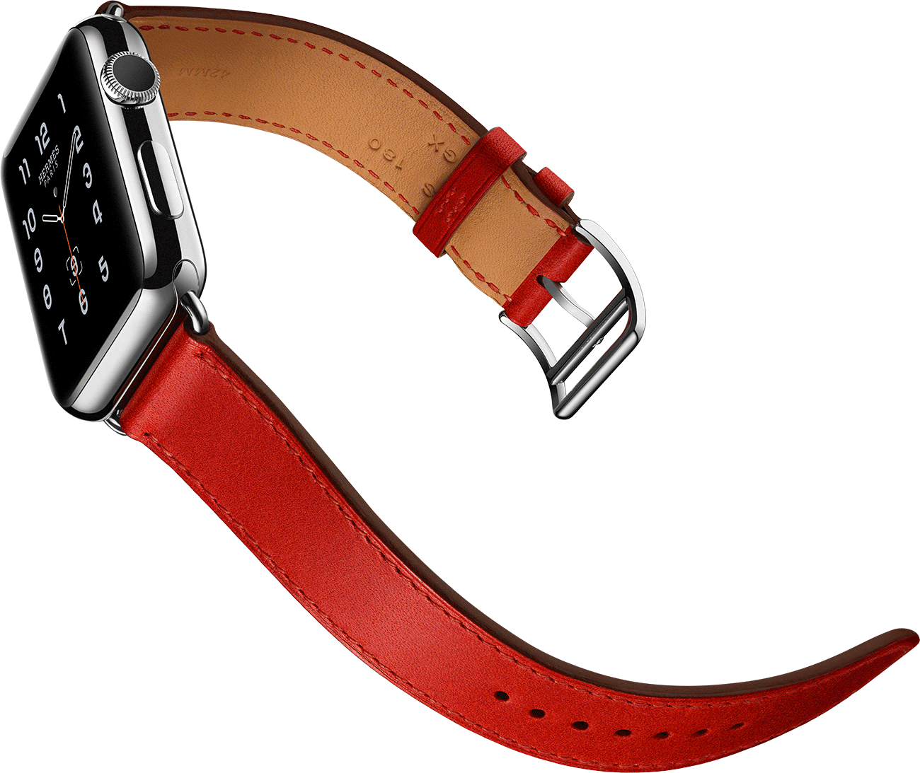 Apple Watch Hermès "single Tour" In Capucine - Apple Watch Hermes Double Tour Black (1300x1093), Png Download