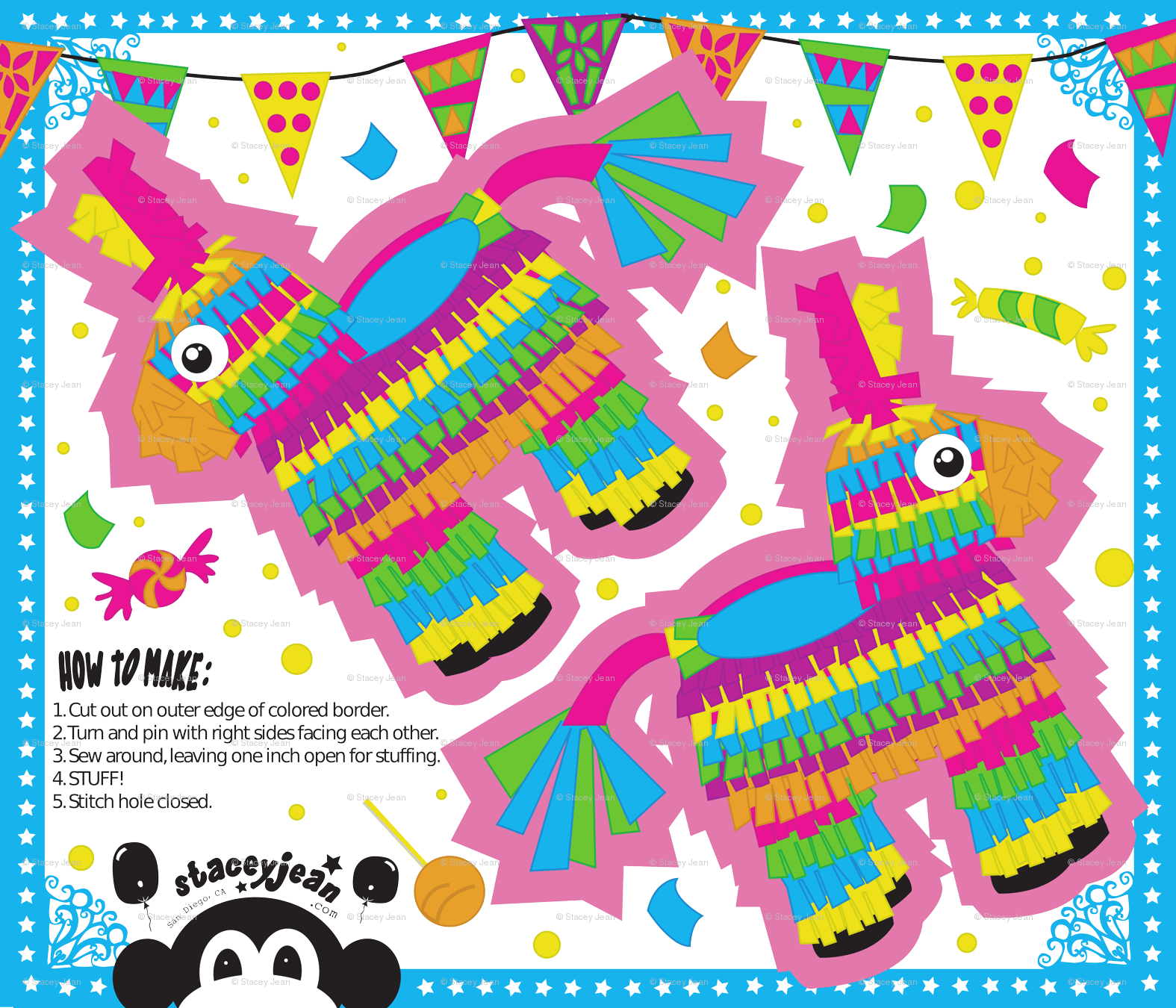 24" X 24" Pinata Cut & Sew Pillow Doll Fabric (1575x1350), Png Download