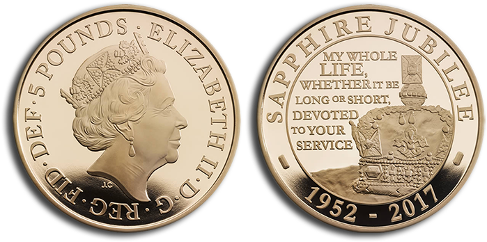 The Royal Mint Have Launched A New Crown Coin That - Queen's Sapphire Jubilee 2017 United Kingdom £5 Silver (700x368), Png Download