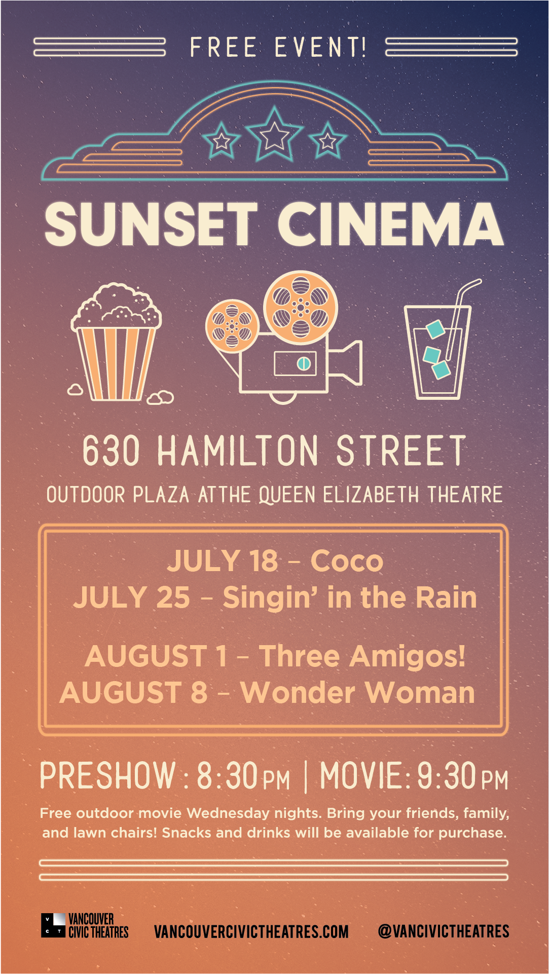 Guests Are Encouraged To Bring Blankets, Chairs, Pillows, - Queen Elizabeth Theatre (1099x1939), Png Download