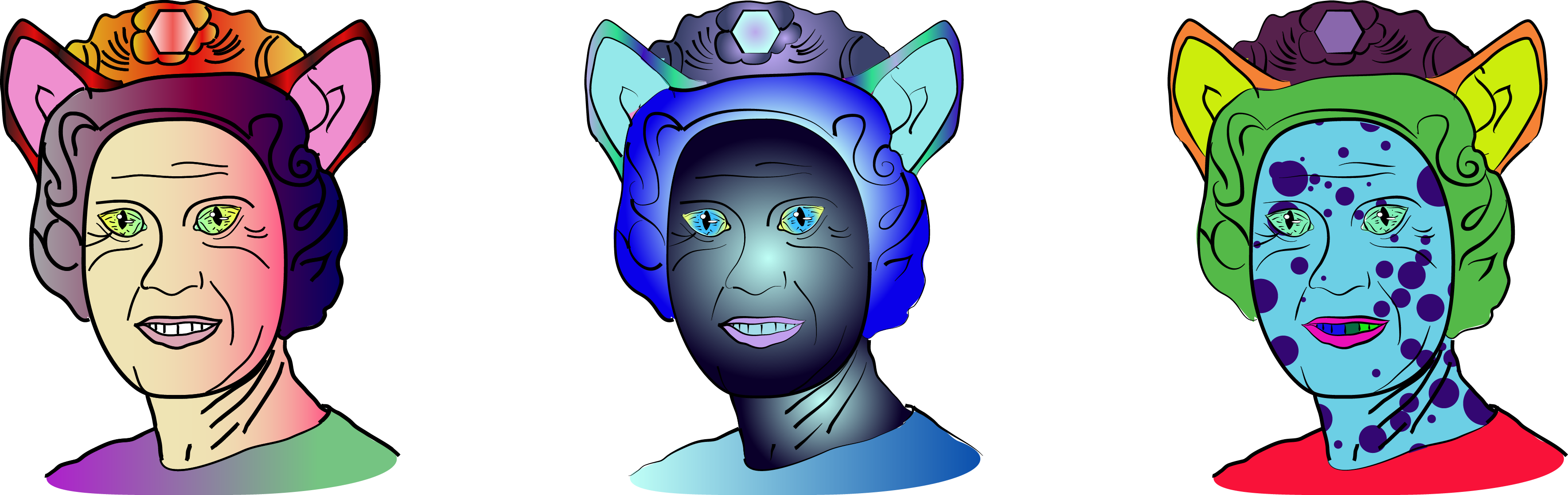 Djlavelle Triple Portrait V7 - Cartoon (3538x1118), Png Download