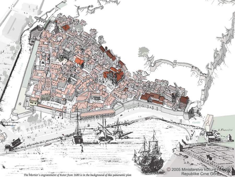Kotor In Montenegro Old Maps, Montenegro, Apartments, - Kotor Old Map (900x678), Png Download
