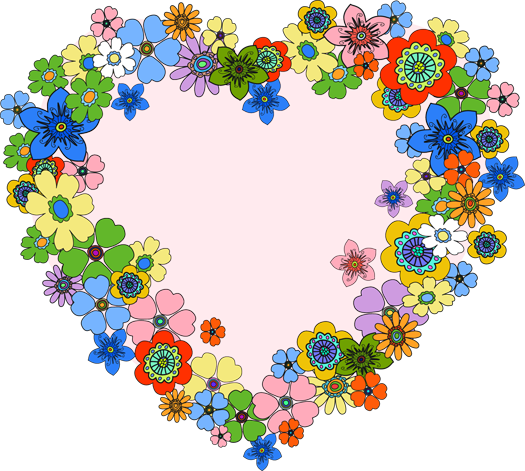 Floral Heart Png - Hearts And Flowers Clipart (525x471), Png Download