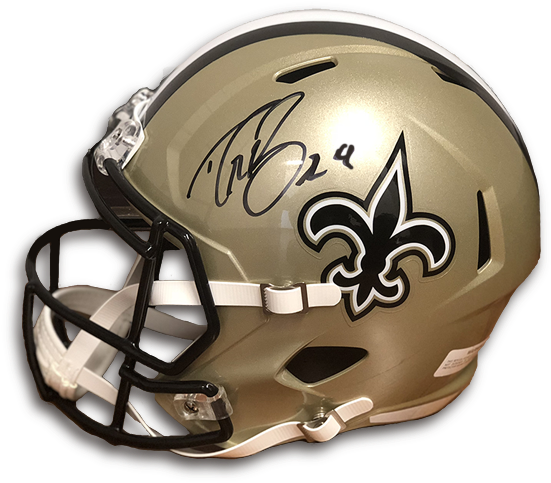 Drew Brees Autographed Helmet - 1976-99 Throwback Pro Line Helmet - New Orleans Saints (1080x547), Png Download