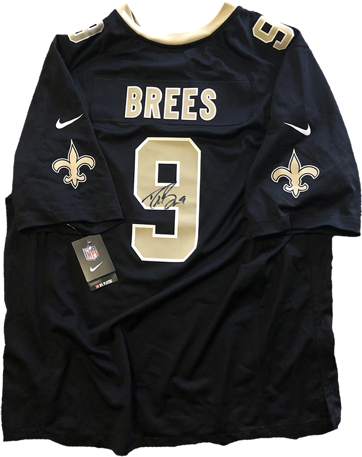 Then Signed By Drew Brees - New Orleans Saints Drew Brees Autographed Black Nike (800x981), Png Download