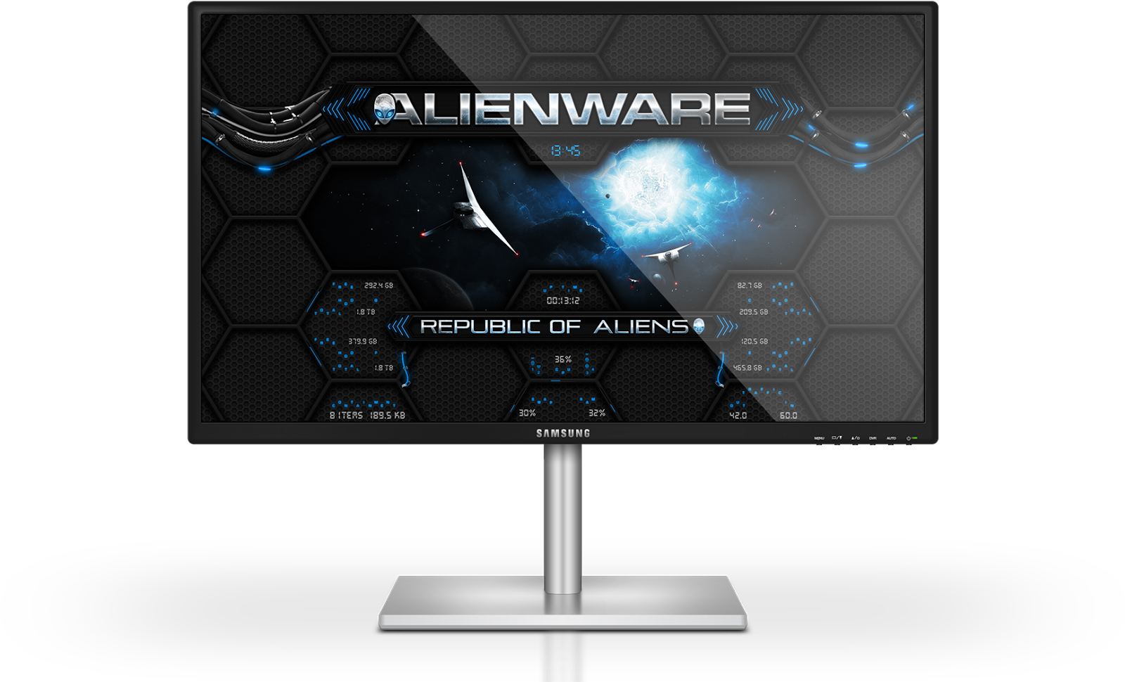 Alienware Wormhole Blue - Rainmeter (1600x1023), Png Download