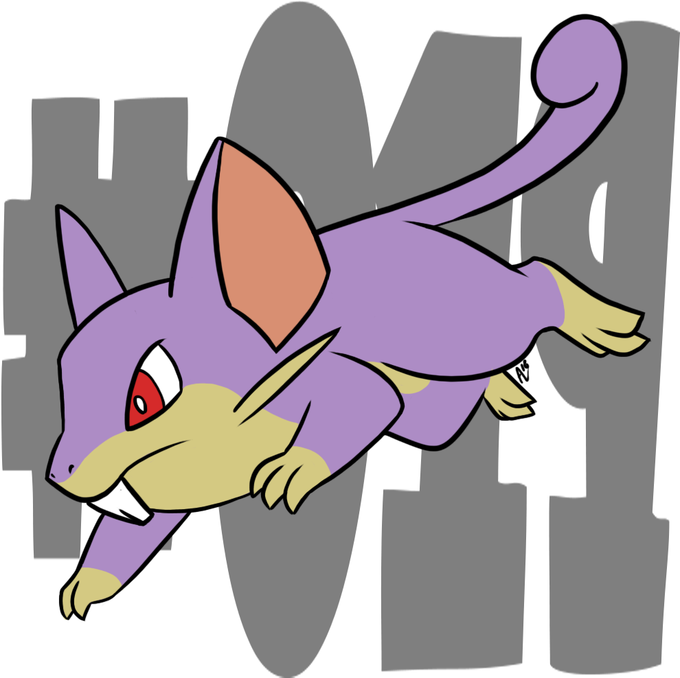 019 Rattata - Cartoon (1000x1000), Png Download