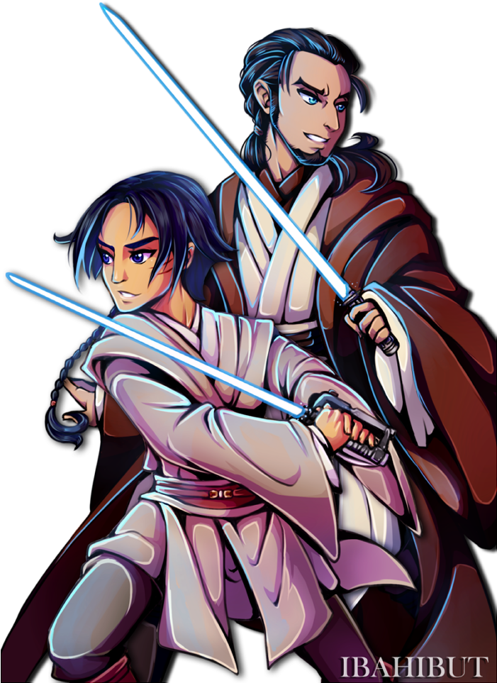 Padawan Ezra And Master Kanan By Ibahibut On Deviantart - Star Wars Rebels Fanfiction Oc Jedi (700x970), Png Download