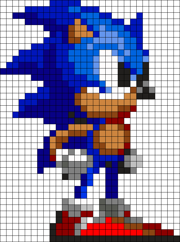 Sonic From Sonic 1 Perler Bead Pattern / Bead Sprite - Sonic 8 Bit Png (610x820), Png Download