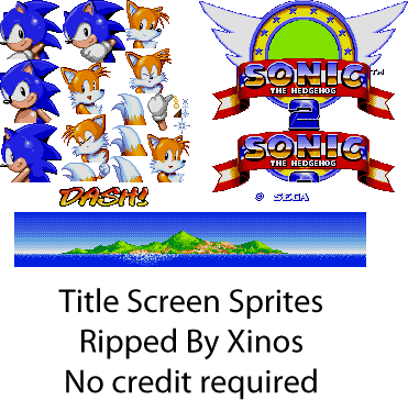 Title - Sonic 2 Title Sprites (371x364), Png Download