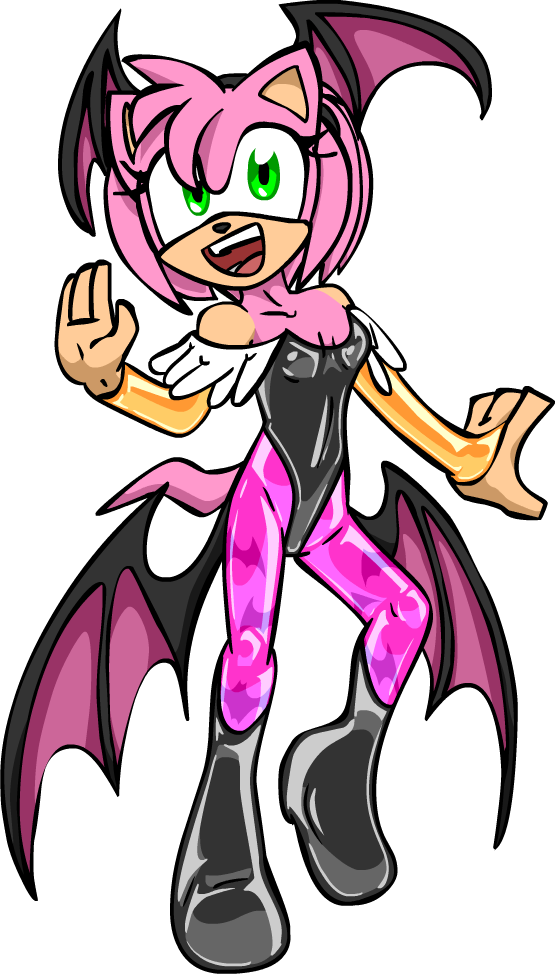 Amy Rose As Morrigan - Morrigan And Rouge The Bat (555x974), Png Download