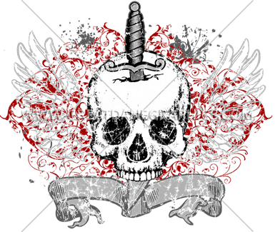 Knife In Skull - Knife In Skull Png (385x325), Png Download