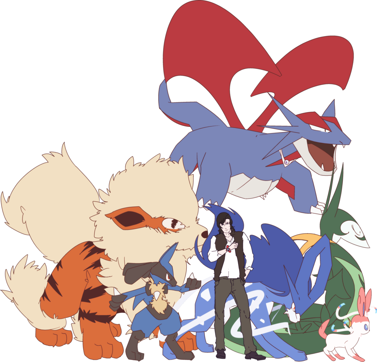 Crescent Champion Windie - Salamence And Arcanine Art (1280x1231), Png Download