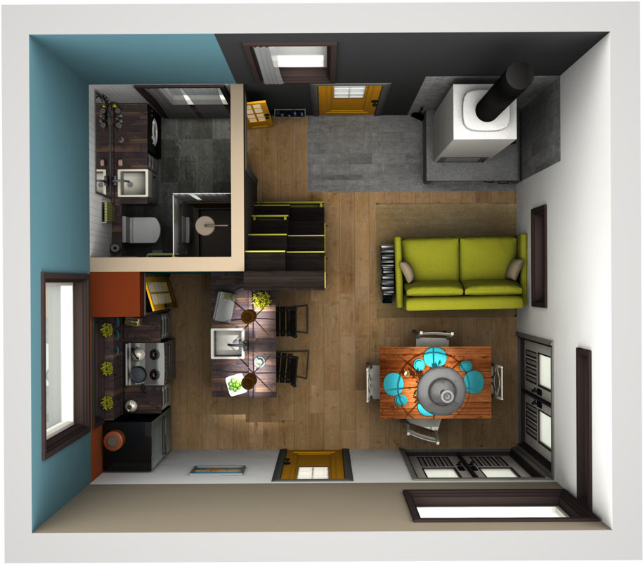 Tiny Tack House Home - 3d Tiny House Plans (1500x844), Png Download