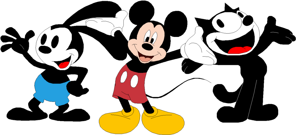 Oswald The Lucky Rabbit Mickey Mouse Bugs Bunny Felix - Felix The Cat And Mickey Mouse (1024x471), Png Download