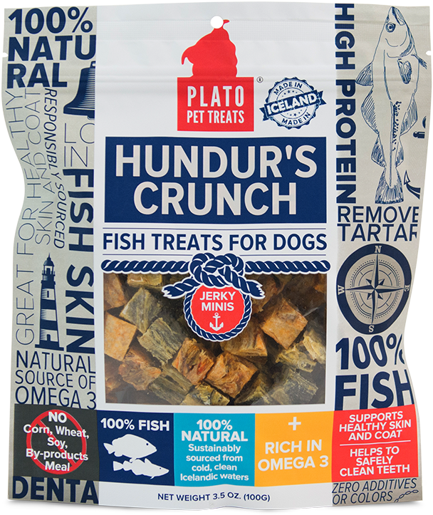 Plato Hundur's Crunch Jerky Mini - Plato Pet Treats - Hundur's Crunch Fish Treats .5 Oz. (736x917), Png Download