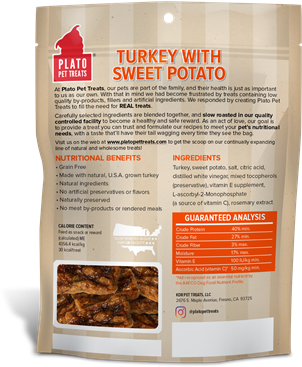 Plato Grain Free Real Strips Turkey With Sweet Potato - Plato Pet Treats (336x435), Png Download