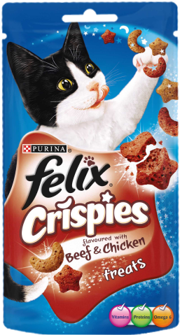 Felix Crispies Cat Treats Beef & Chicken 60g - Felix (cat Food) Felix Crispies Cat Treats Meat & (480x480), Png Download