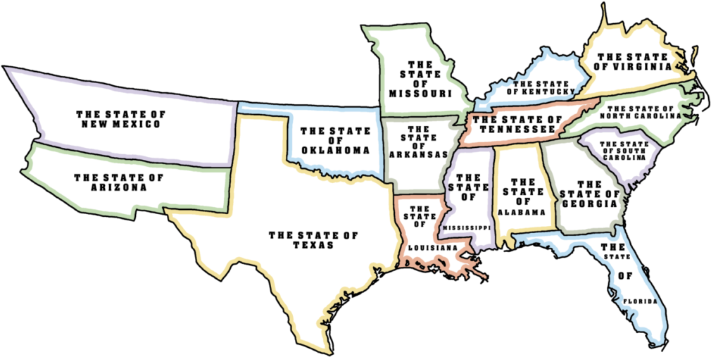 Map Of The Second Confederate States America By Theko9isalive - Second Confederate States Of America (1024x520), Png Download
