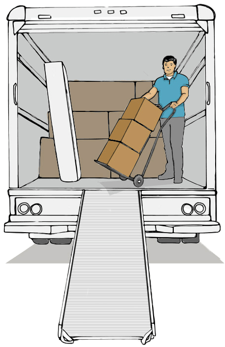 Moving Truck With Mover Inside - Portable Network Graphics (648x730), Png Download