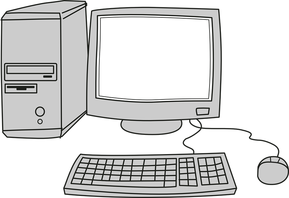 25 Desktop Computer Png Transparent Images Free - Computer Cartoon Black And White (960x659), Png Download