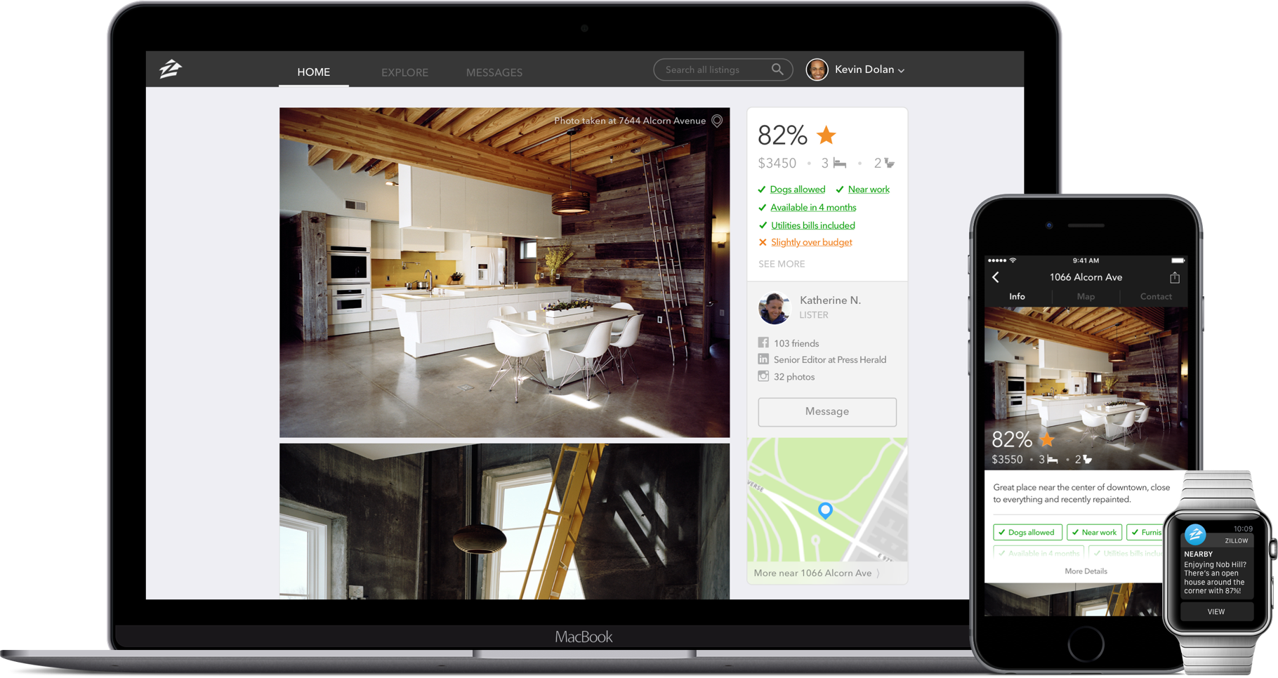 Responsive Platform Mock Up Of Zillow Places - Zillow (1820x966), Png Download