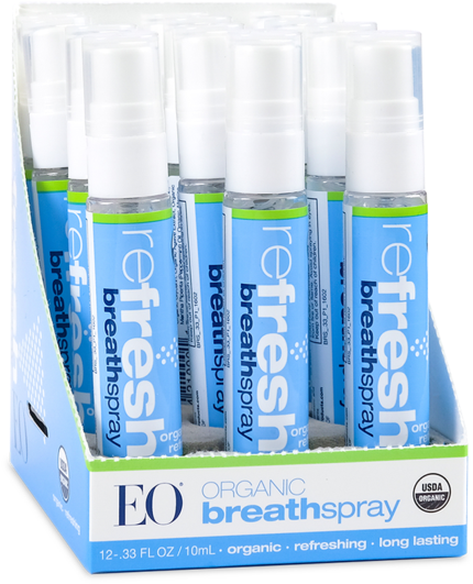 Eo Certified Organic Breath Spray Refresh 12 Pack - Eo Products Breath Spray, Organic Refresh, 0.33 Ounce (1024x1024), Png Download