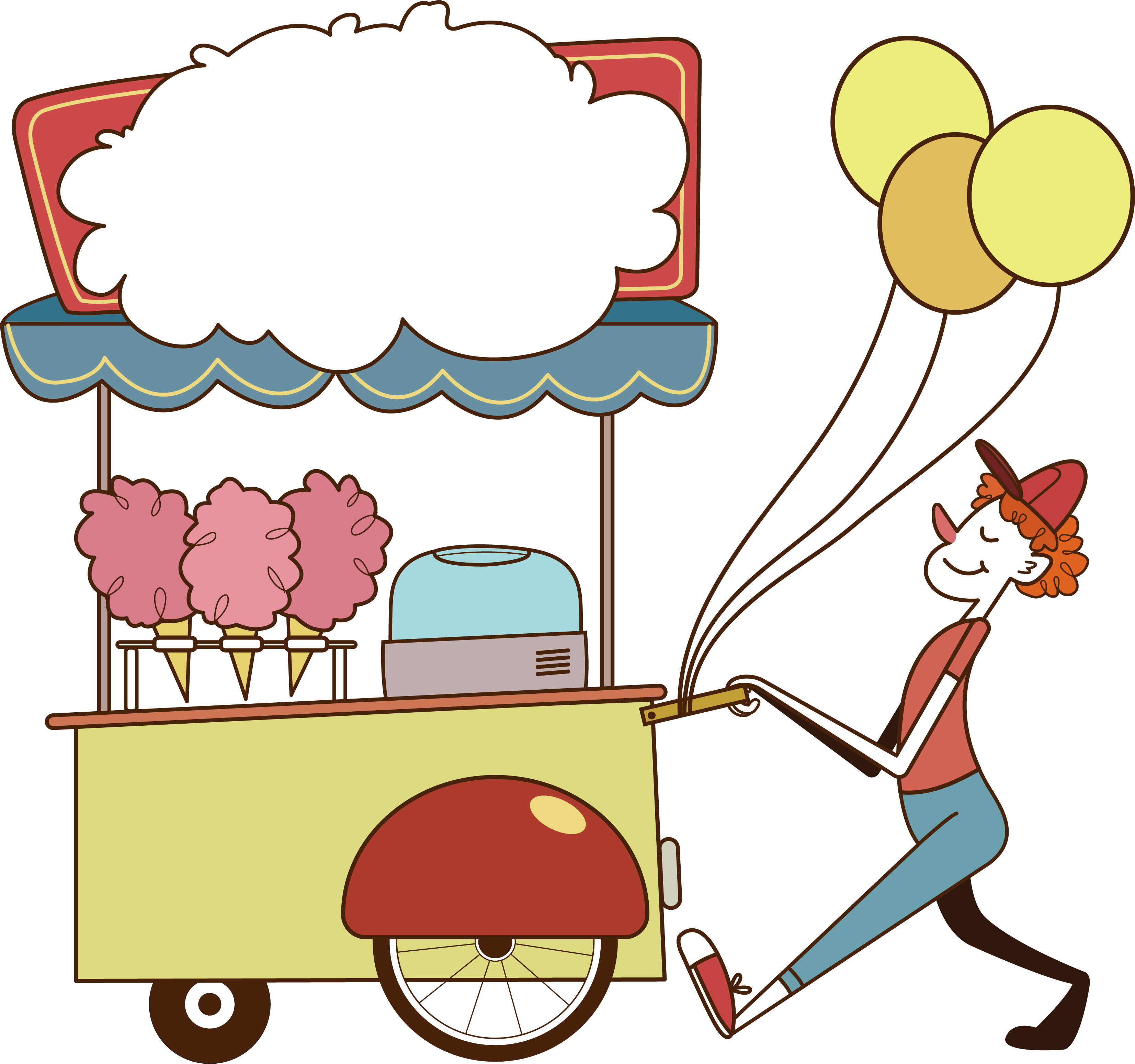 Banner Royalty Free Collection Of Free Cand Clipart - Dibujo De Vendedores Ambulantes (3305x3098), Png Download