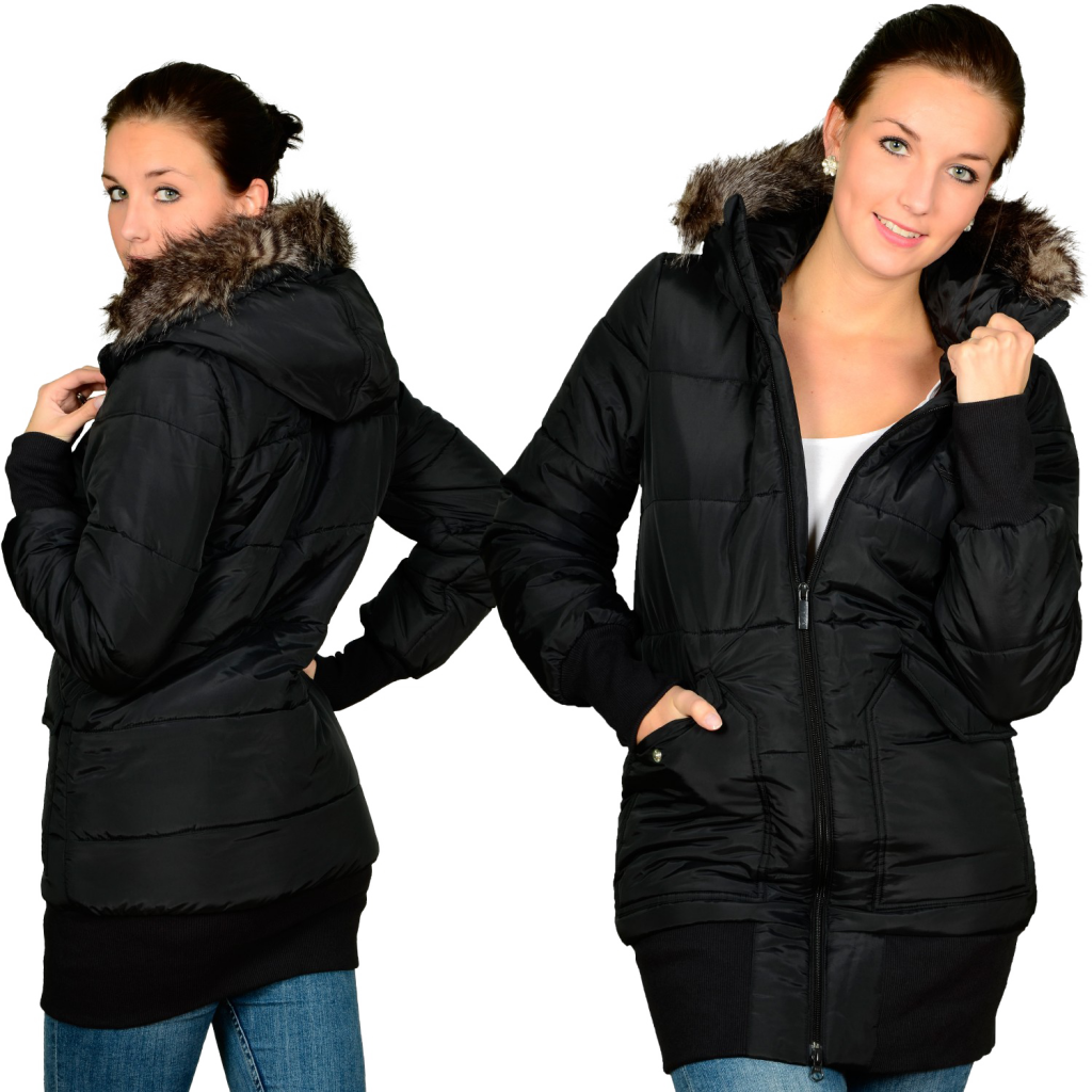 Black Winter Jacket For Women Png Free Download - Women's Winter Jacket Black (1024x1024), Png Download