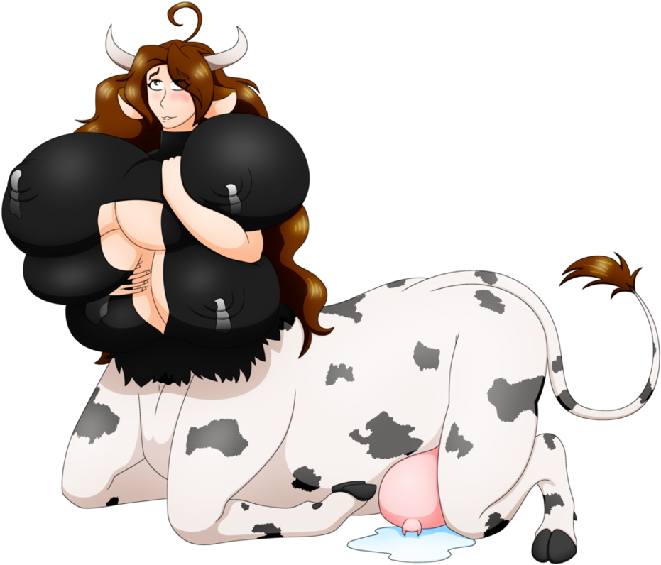 Milk Drawing Moo - Cow Transformation Anime Girls (960x832), Png Download