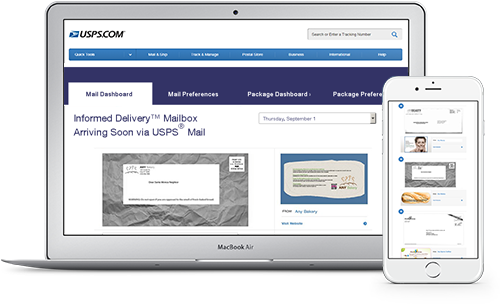 Example Of My Mailbox Page Shown On Laptop And Mobile - Usps Informed Delivery Review (507x311), Png Download