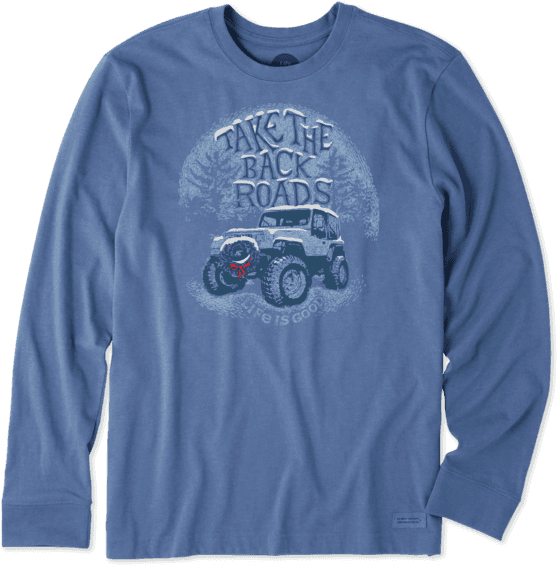 Men's Holiday Backroads 4x4 Long Sleeve Crusher - Life Is Good (570x570), Png Download