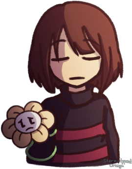 Here's The Frisk That Underfell Down Haha - Underfell Frisk And Flowey (540x489), Png Download