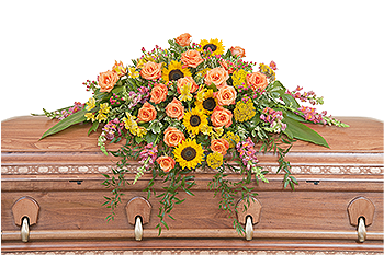 Heaven's Sunset Casket Spray - Floral Design (368x460), Png Download