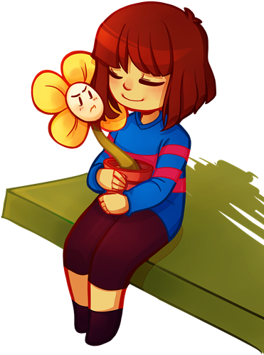 Undertale Frisk And Flowey By Uzuluna-d9fhgzd - Frisk And Flowey Undertale (480x611), Png Download