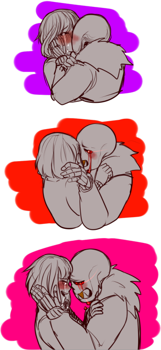 2 - Frisk And Sans Kiss (333x750), Png Download
