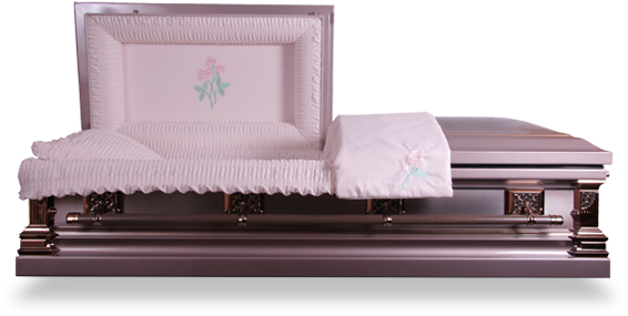 Moss Pink Carel Metal 18 Gauge Steel Casket With Metal - White Casket With Blue Inside (580x290), Png Download
