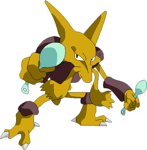 As She Sends Out Her Vileplume, Kadabra Begins To Glow - Alakazam Pokemon Png (528x540), Png Download