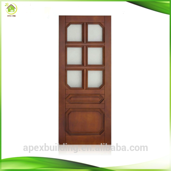 Wood Carving Tempered Glass Door New Design - Wooden Single Door With Glass Designs (350x350), Png Download