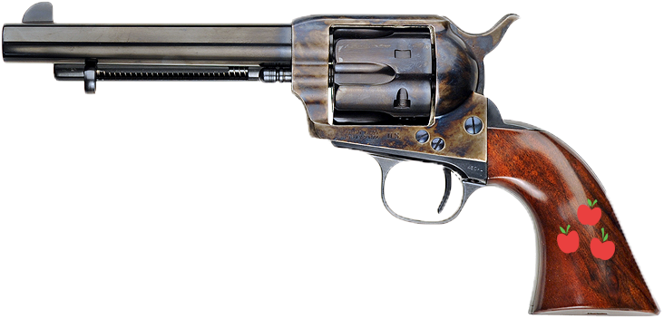 Applejack's Saa Artillery Revolver - Magnificent Seven Guns (750x359), Png Download