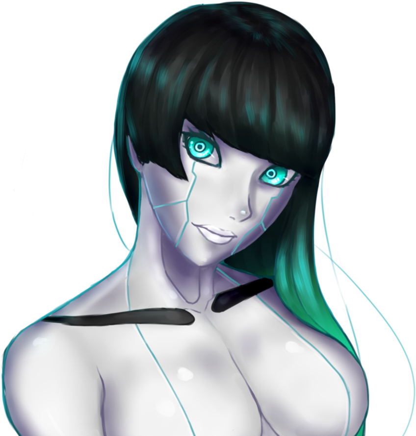 Face Hair Human Hair Color Nose Head Beauty Black Hair - Sexy Robot Girl Anime (894x894), Png Download