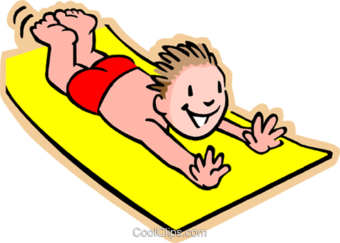 Boy On Water Slide Royalty Free Vector Clip Art Illustration - Cartoon Slip N Slide (480x343), Png Download